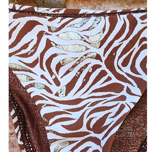 Vitamin A Animal Metallic Cheeky Cinched Side Tie High Leg Bikini Bottom 8 NEW - Picture 6 of 8